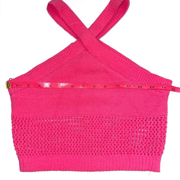 Zara Pink Knit Halter Crop Top Size Small - Picture 10 of 11